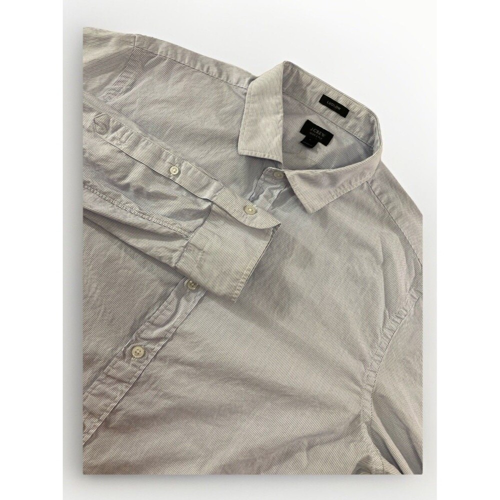 J Crew Ludlow Shirt Mens L Blue Stripe 120s 2 Ply Dress Long Sleeve Cotton